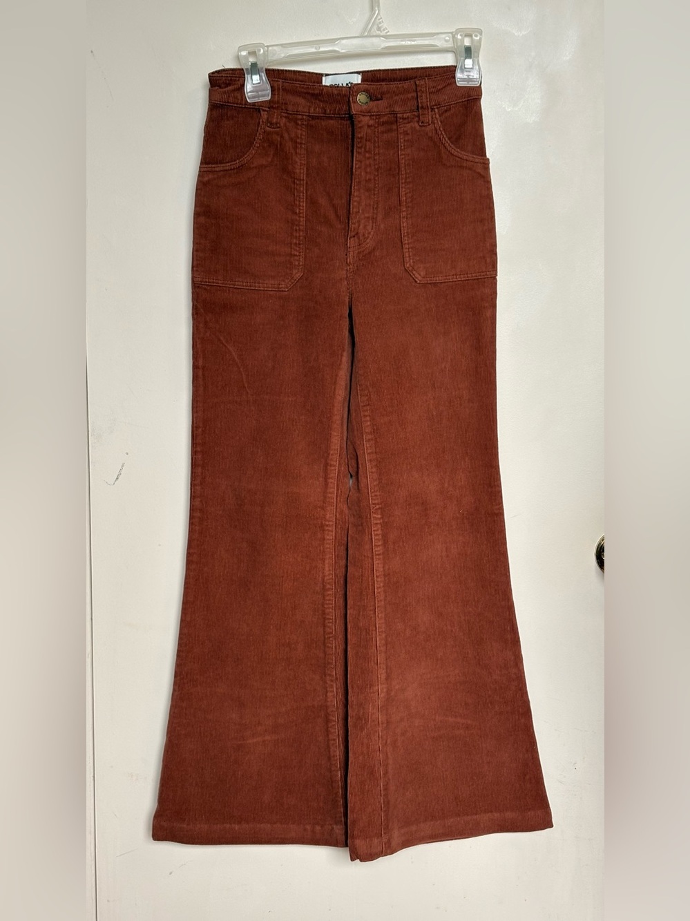ROLLA'S Rust High-Rise Corduroy Flare Pants - Picture 2 of 6